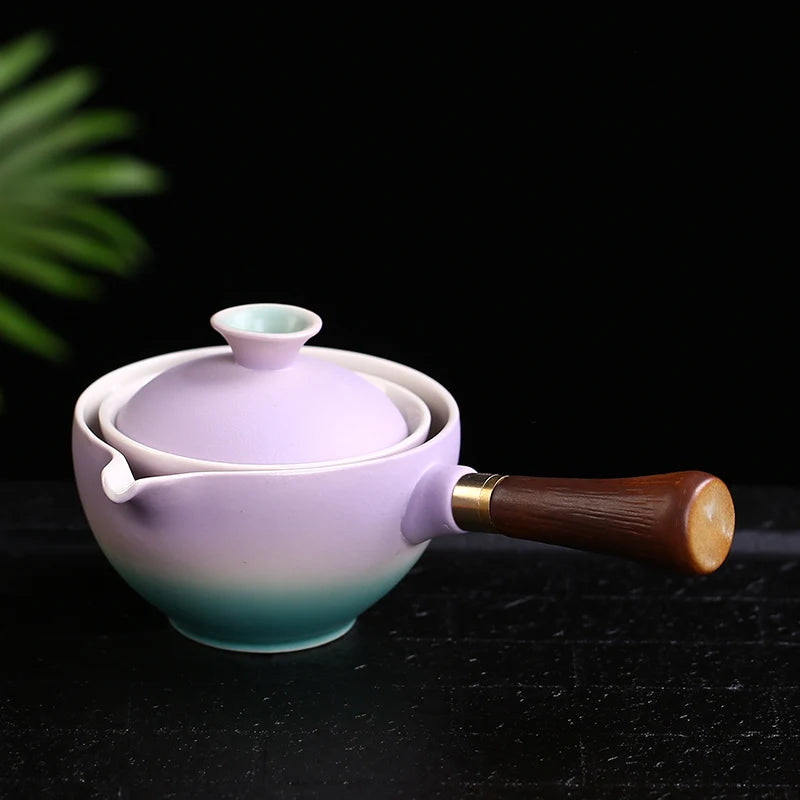 Teapot Sets Pink Sunset by the Sea - Set for 4