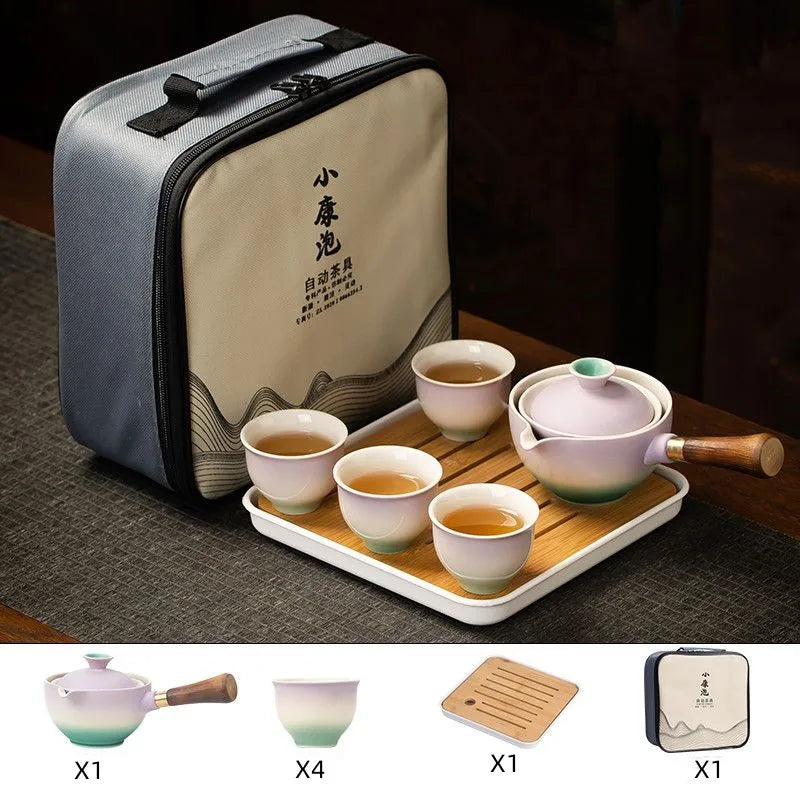 Teapot Sets Pink Sunset by the Sea - Set for 4