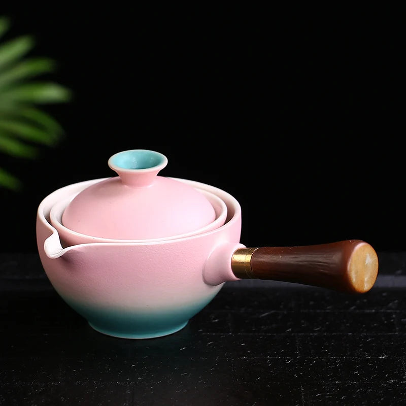 Teapot Sets Pink Sunset by the Sea - Set for 4