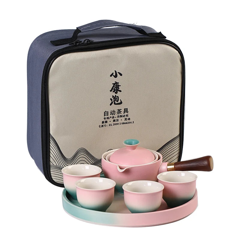 Teapot Sets Pink Sunset by the Sea - Set for 4