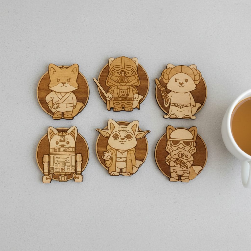 Top-Down Star Wars Cat Coasters